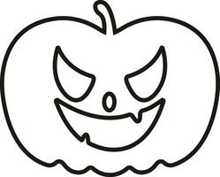 Funny Halloween pumpkin face icon line style Scary face isolated transparent background Jack lantern pumpkin smiling Template for Halloween greeting card poster brochure or flyer. Vector apps website