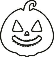 Funny Halloween pumpkin face icon line style Scary face isolated transparent background Jack lantern pumpkin smiling Template for Halloween greeting card poster brochure or flyer. Vector apps website