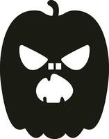 Funny Halloween pumpkin face icon flat style Scary face isolated transparent background Jack lantern pumpkin smiling Template for Halloween greeting card poster brochure or flyer. Vector apps website