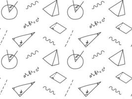 seamless black and white doodle pattern with geometry, school,college,math vector