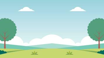 Light Blue Sky View In The Grassfield Simple Blank Cute Cartoon Nature Landscape Vector Background