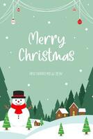 Cute Simple Merry Christmas And Happy New Year Greeting With Flat Minimalism Vector Illustration Design