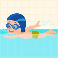 small swimmer boy in pool vector