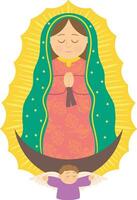 nuestra senora de guadalupe ilustracion mexicana virgen maria catolica vector