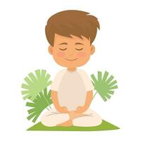 Little Kid Kneeling and Praying with Folded Hands vector