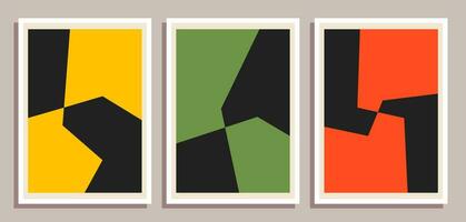 Set of minimal retro geometric design posters. Set of contemporary art wall decoration. Geometric shapes poster cover background. vector