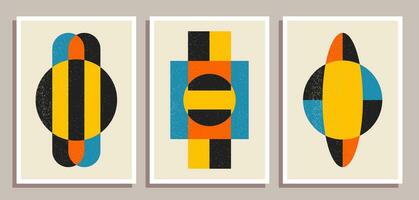 Set of minimal retro geometric design posters. Set of contemporary art wall decoration. Geometric shapes poster cover background. vector