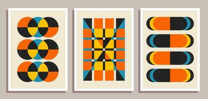 Set of minimal retro geometric design posters. Set of contemporary art wall decoration. Geometric shapes poster cover background. vector