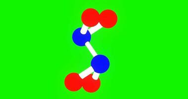 animatie van groep van moleculen, v en krom vorm moleculen, groen scherm. video