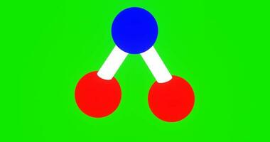 semplice animazione di molecola con verde schermo, rotazione animazione di molecola, v e piegato forma molecola. video