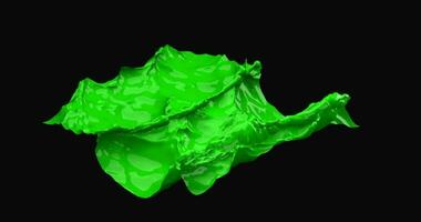 grande ondas fluido animação com verde cor e Sombrio fundo, semi realista, líquido tema, 3d renderizar. video