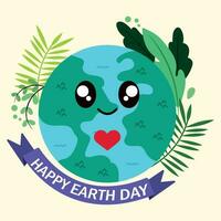 Happy earth day cute background Vector illustration