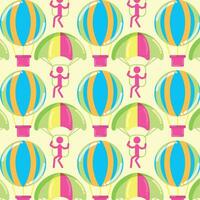 pattern background with parachutes and air balloons icons Vector illustration