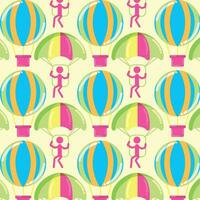 pattern background with parachutes and air balloons icons Vector illustration