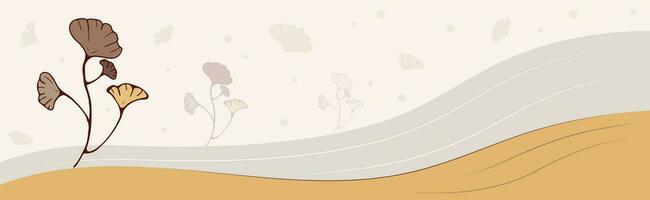 Border Dry Herbs, Dried Flowers. Vector banner with abstract chamomile, calendula. Gray, beige.