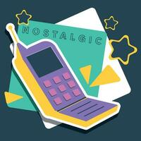 Retro and nostalgic background with an old cellphone Vector illustration