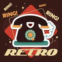 Retro and nostalgic background with an old telephone Vector illustration