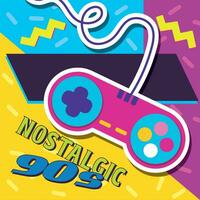 Retro and nostalgic background with videogame joystick Vector illustration