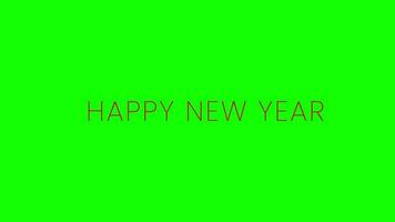 das Wort glücklich Neu Jahr. animiert Banner mit das Text rot Farbe und Grün Bildschirm. video
