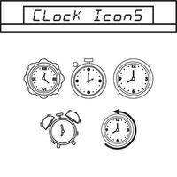 Set of different clock icons Vector illustration