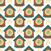 Retro bird clock Pattern background Vector illustration