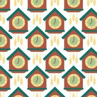 Retro bird clock Pattern background Vector illustration