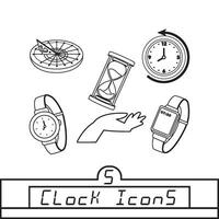 Set of different clock icons Vector illustration