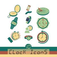 Set of different clock icons Vector illustration