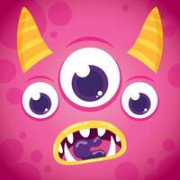 Pink monster avatar with pair of horns Vector illustration