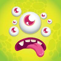 Yellow monster avatar with multiple eyes Vector illustration