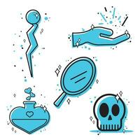 Set of different magic icons Vector illustration