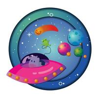 Layered cartoon view of outer space Vector illustration