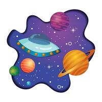 Layered cartoon view of outer space Vector illustration