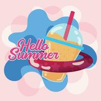 Cold beverage Hello summer poster Vector illustration