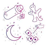 Set of different magic icons Vector illustration