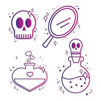 Set of different magic icons Vector illustration