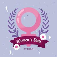 Isolated female symbol with laurel wreath Happy women day poster Vector illustration