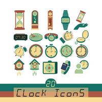 Set of different clock icons Vector illustration