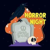 Víspera de Todos los Santos horror noche póster vector ilustración