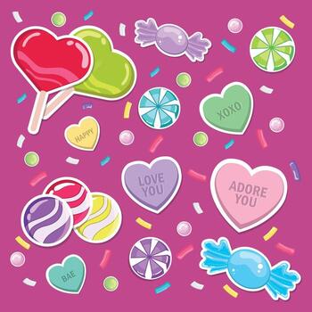 Colored pattern background with different candies Vector illustration