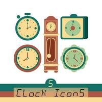 Set of different clock icons Vector illustration