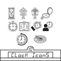 Set of different clock icons Vector illustration