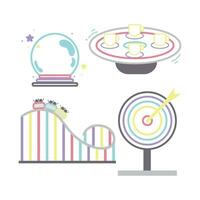 Set of carnival amusement park icons Vector illustration