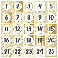 Golden christmas advent calendar with wrapped presents Vector illustration