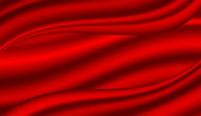 Abstract background, elegant red fabric or liquid waves or folds of satin silk background. Red silk cloth.