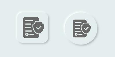 Policy solid icon in neomorphic design style. Protection signs vector illustration.