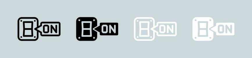 Switch on icon set in black and white. Buttons signs vector illustration.