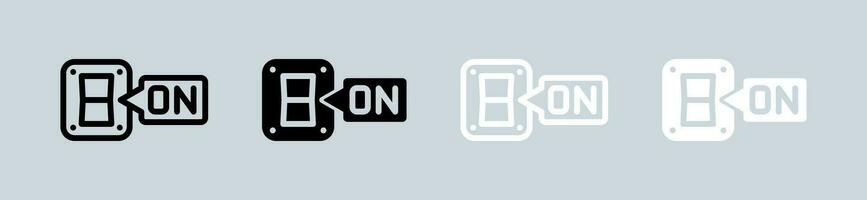 Switch on icon set in black and white. Buttons signs vector illustration.