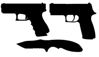 Set of guns and knives for making various logos, vectors. vector