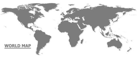 Black world map placed separately against the background. vector